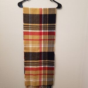Women's Elegant Plaid Scarf - Red, Black & Tan Brown